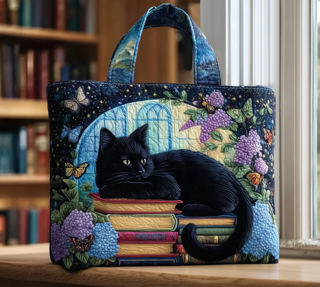 Mala Tote Acolchoada Gato Preto Biblioteca | Lisboa by Luisa