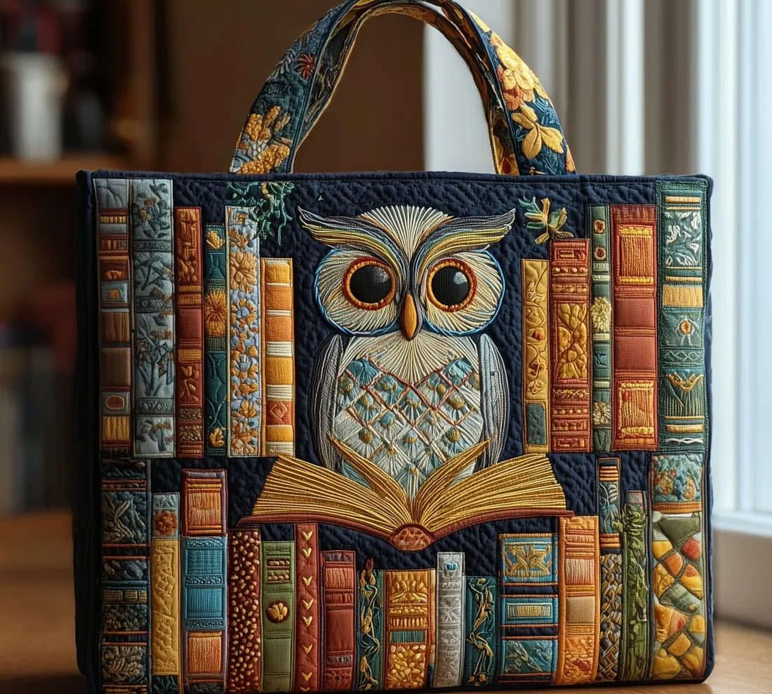 Mala Tote Acolchoada Coruja e Livros Antigos | Lisboa by Luisa