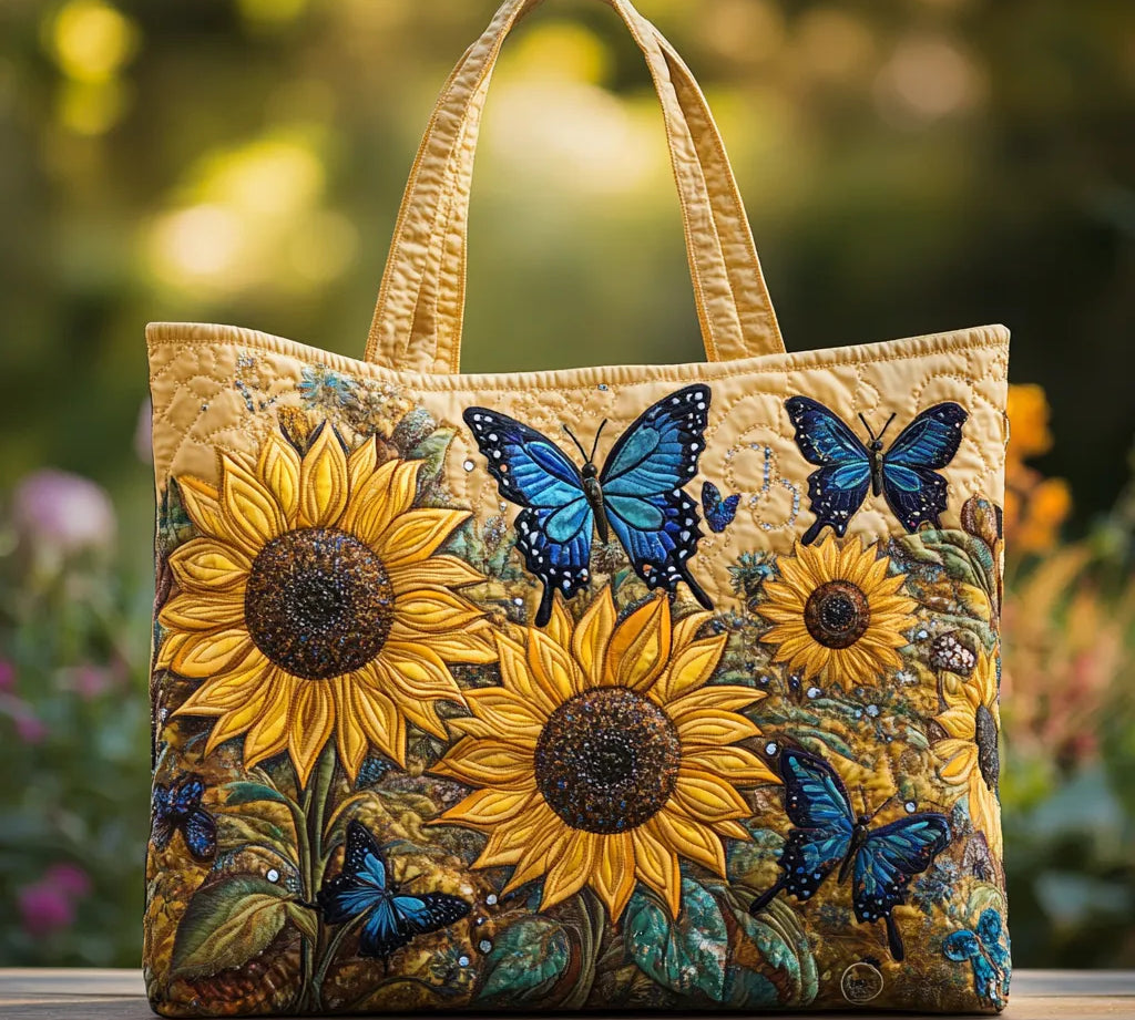 Mala Tote Acolchoada Girassóis e Borboleta Azul | Lisboa by Luisa