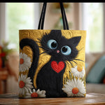 Mala Tote Acolchoada Gato Preto e Margaridas | Lisboa by Luisa