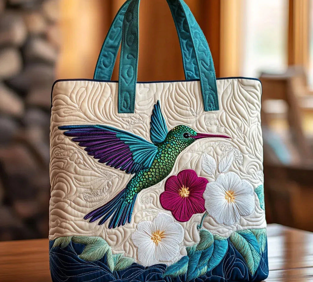 Mala Tote Acolchoada Colibri e Flor Branca | Lisboa by Luisa