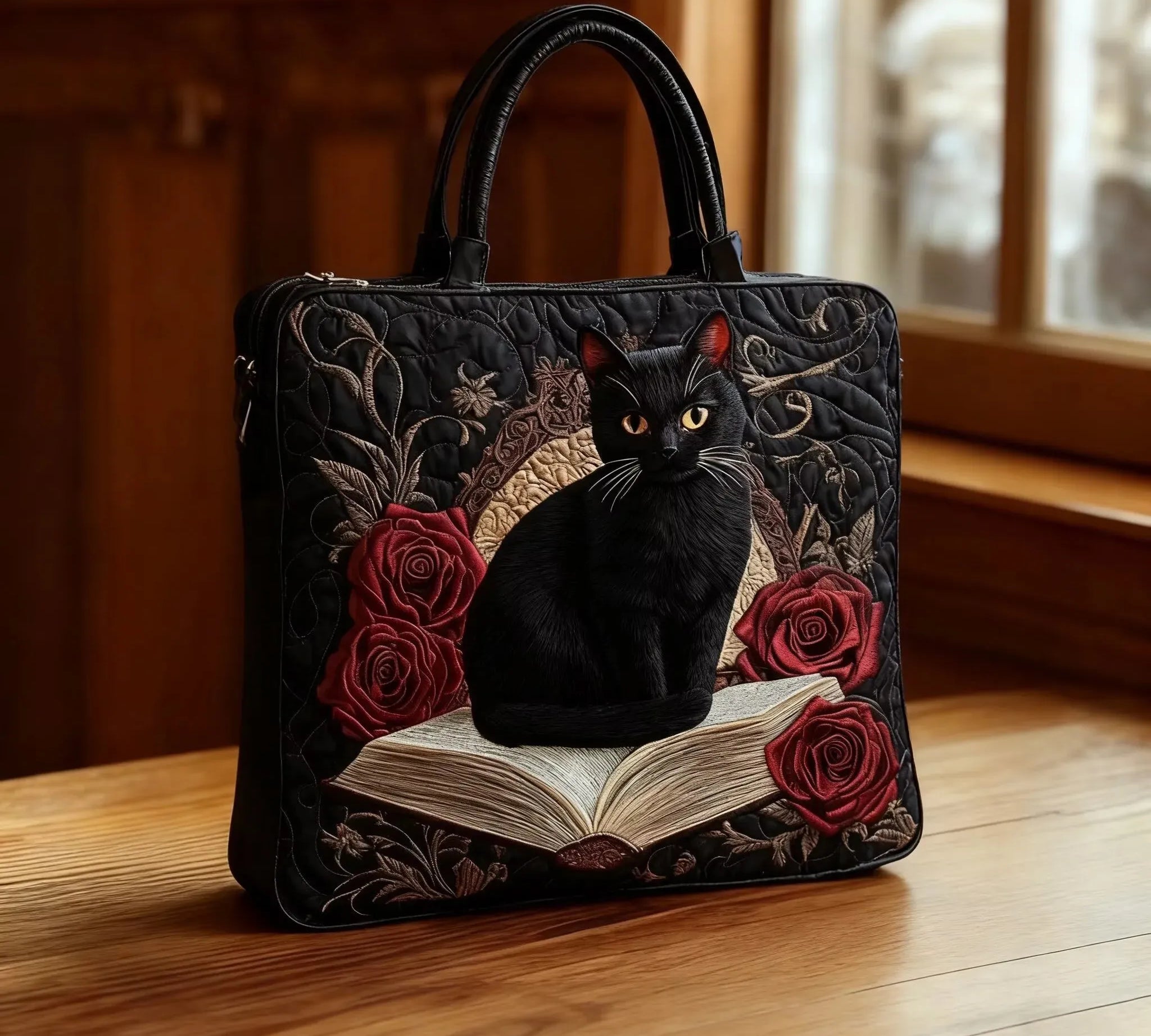 Mala Tote Acolchoada Gato Preto e Livros | Lisboa by Luisa