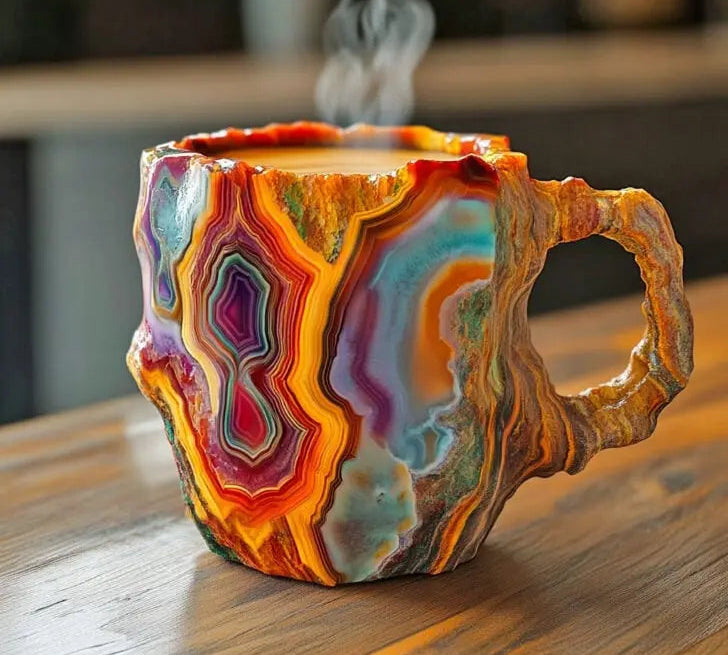 Canecas de Café com Cristais Minerais Incorporados