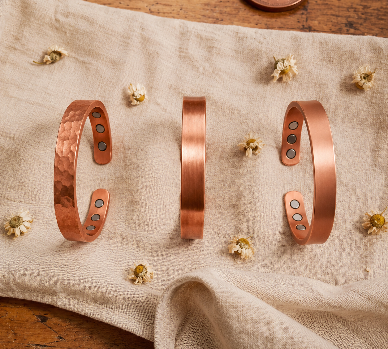 Conjunto de 3 Pulseiras de Cobre Magnéticas | Lisboa by Luisa