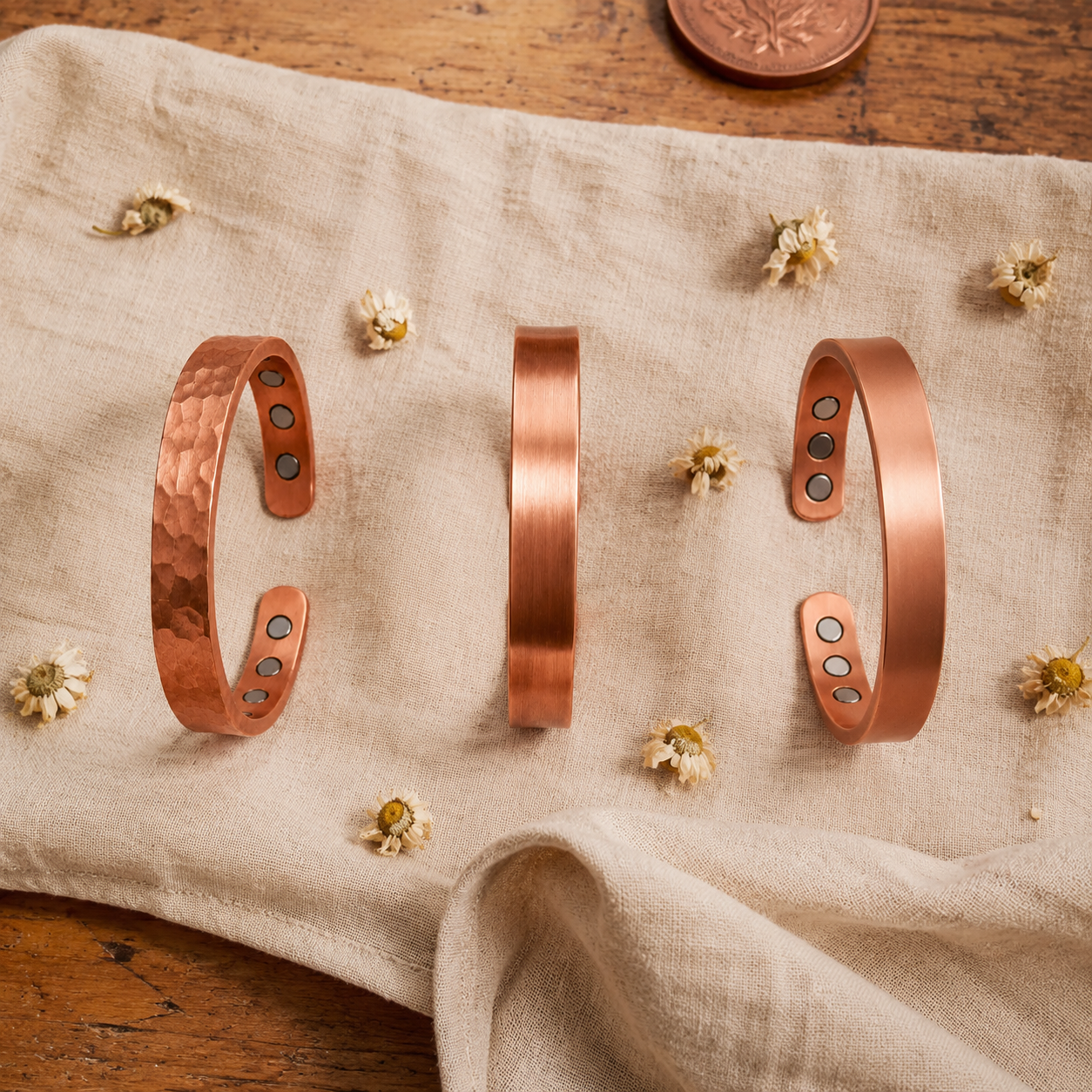 Conjunto de 3 Pulseiras de Cobre Magnéticas | Lisboa by Luisa