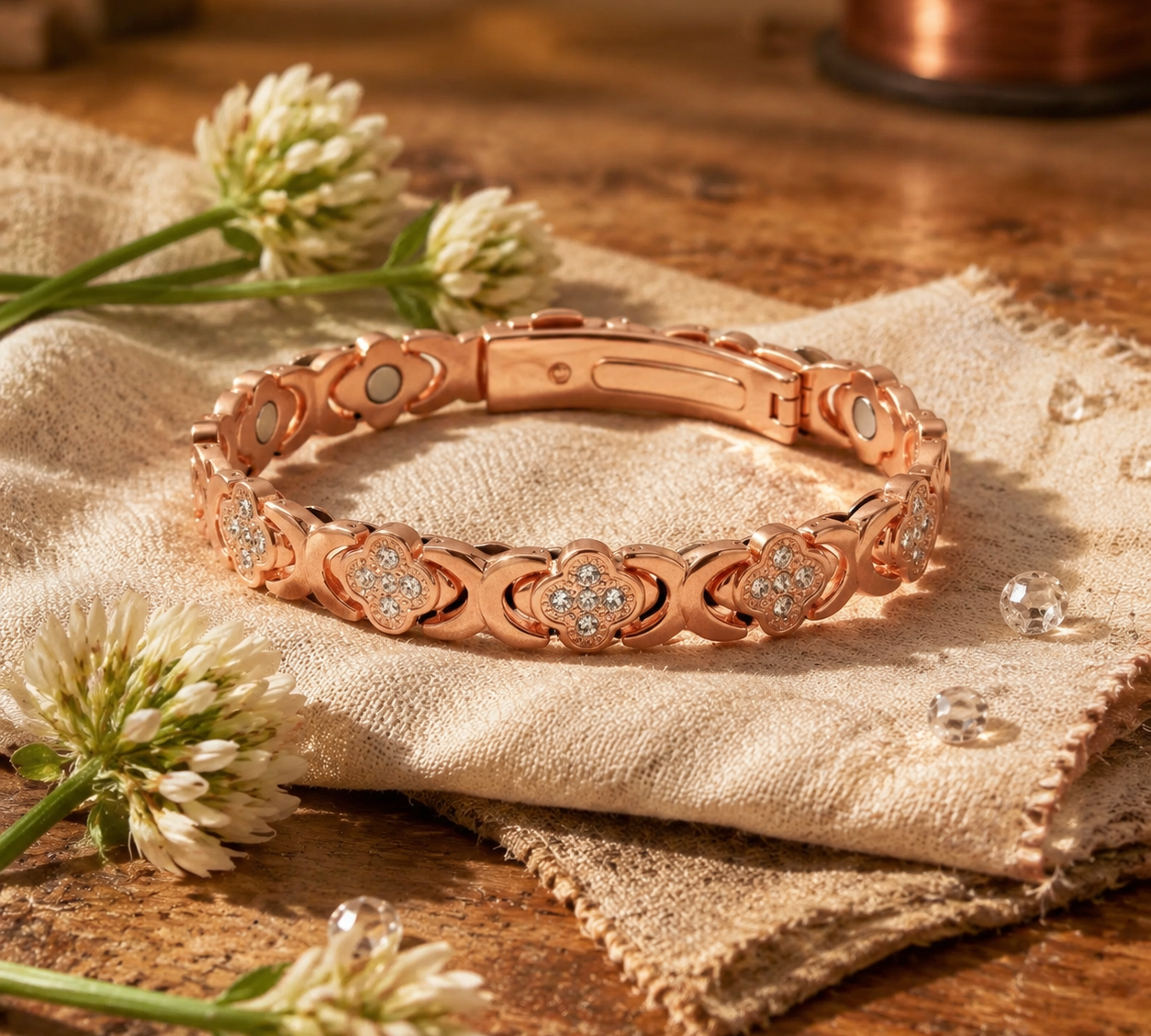 Pulseira de Cobre com Cristais Azuis | Lisboa by Luisa