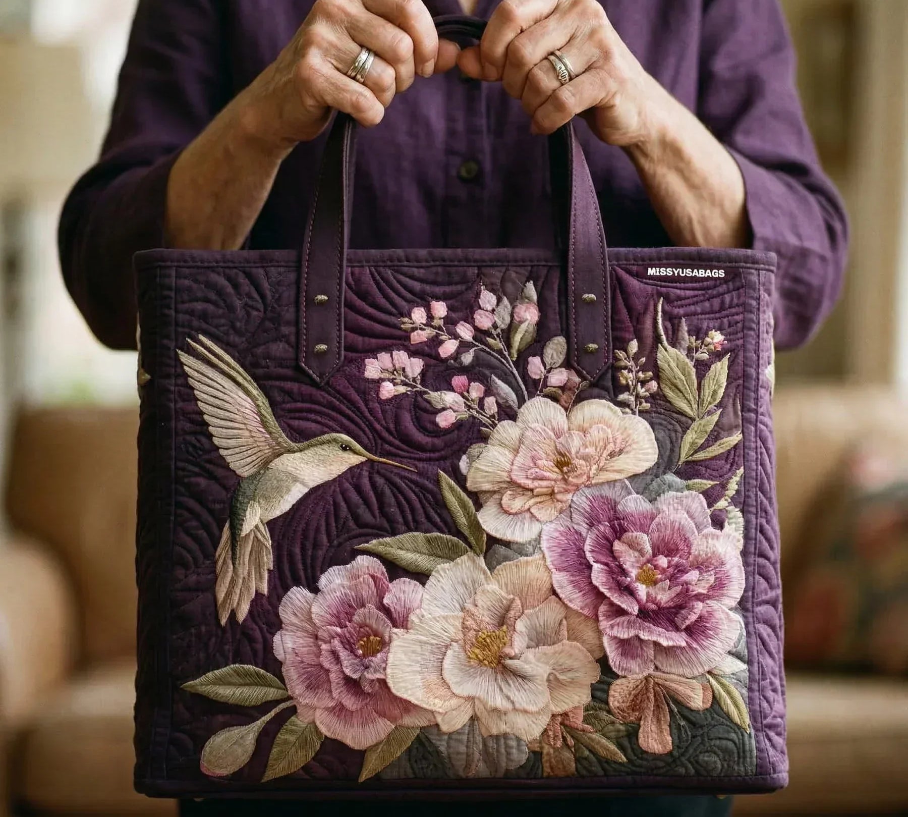 Mala Tote Acolchoada Colibri e Orquídea | Lisboa by Luisa