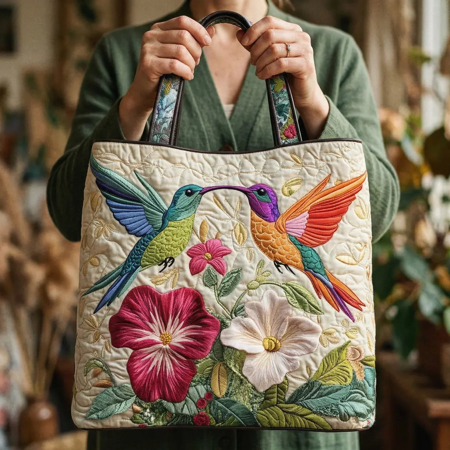 Mala Tote Acolchoada Colibri em Flor | Lisboa by Luisa