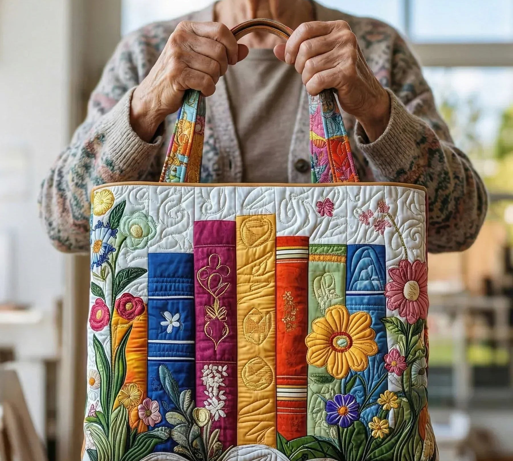 Mala Tote Acolchoada Livros e Flores | Lisboa by Luisa
