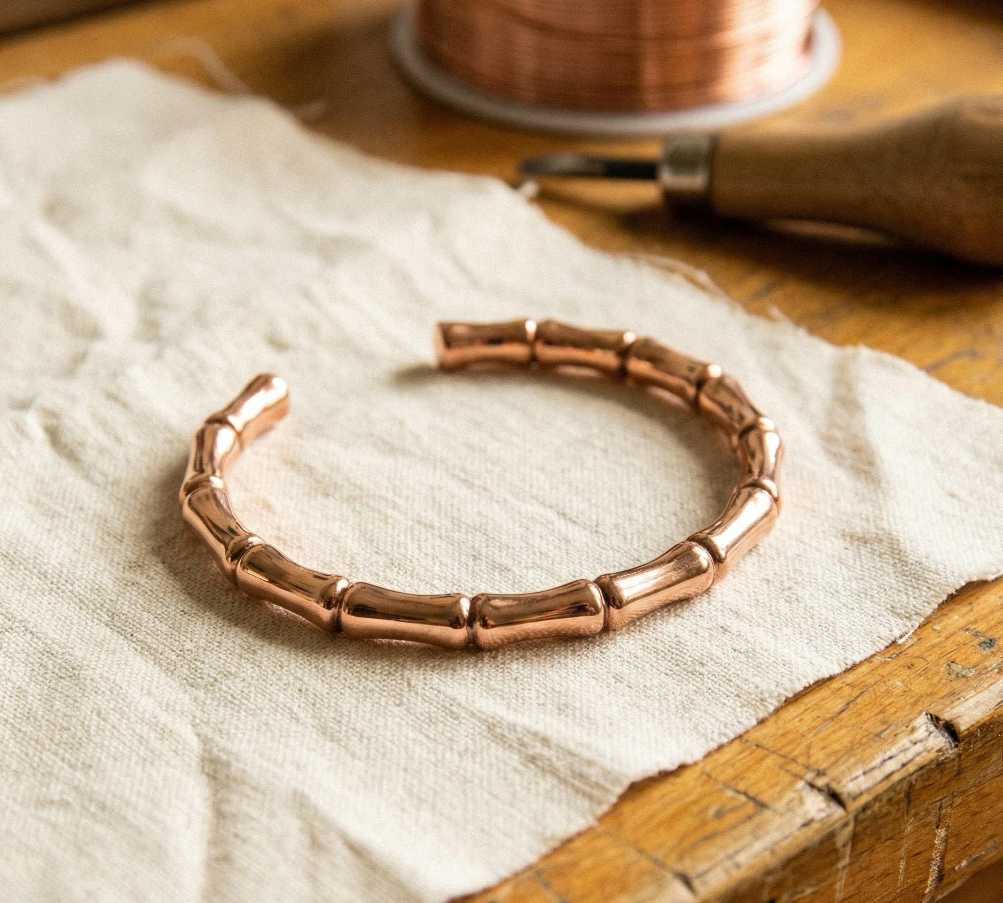 Pulseira de Cobre Entrançada com Pedras | Lisboa by Luisa
