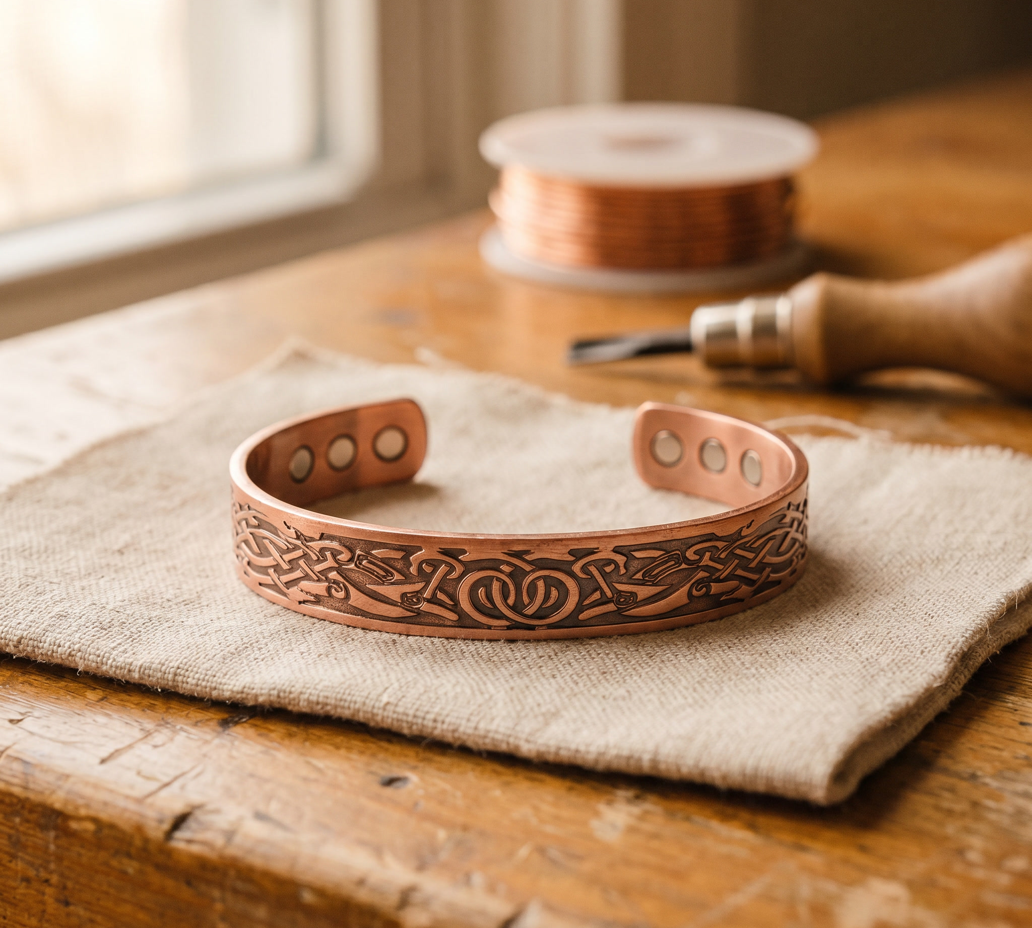 Pulseira de Cobre Gravada com Ímanes | Lisboa by Luisa
