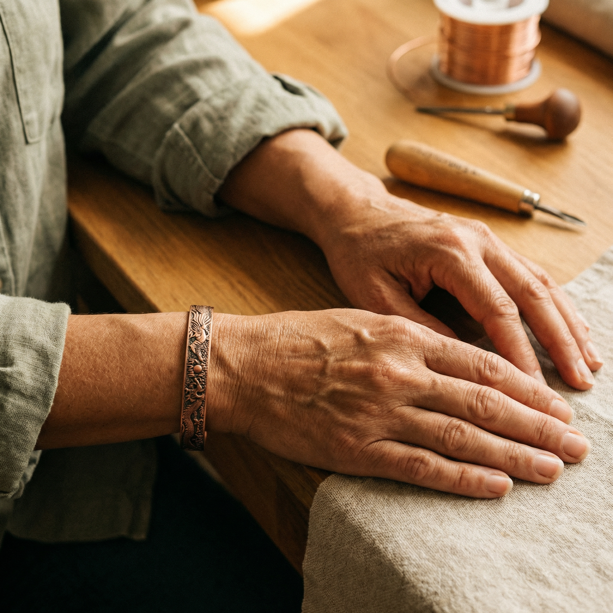 Pulseira de Cobre com Padrão em Espinha | Lisboa by Luisa