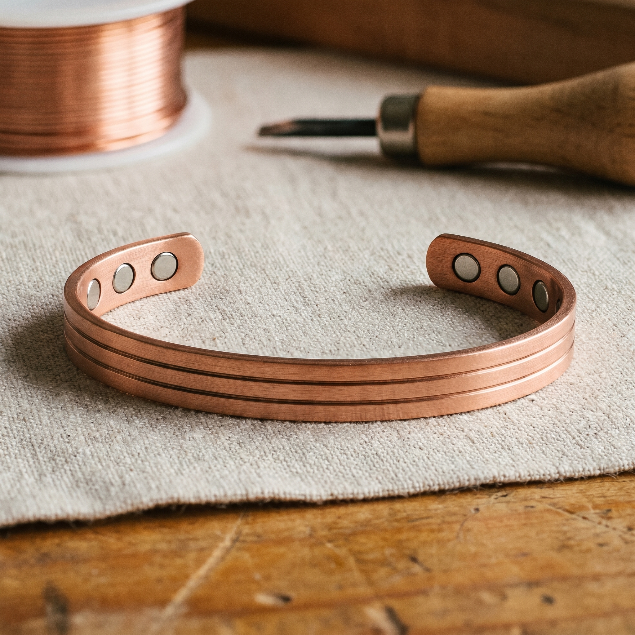 Pulseira de Bronze com Penas Gravadas | Lisboa by Luisa