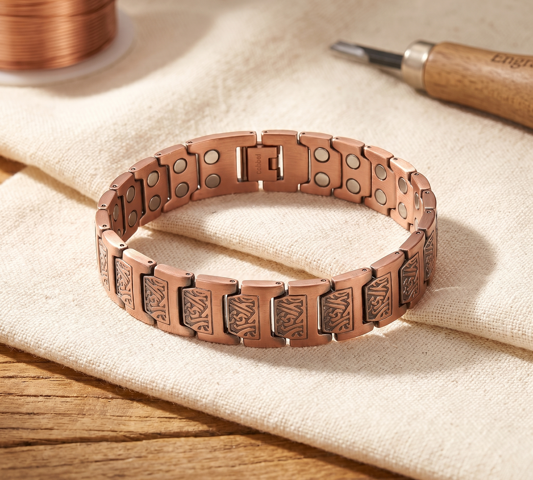 Pulseira Masculina de Cobre com Padrão de Rio | Lisboa by Luisa