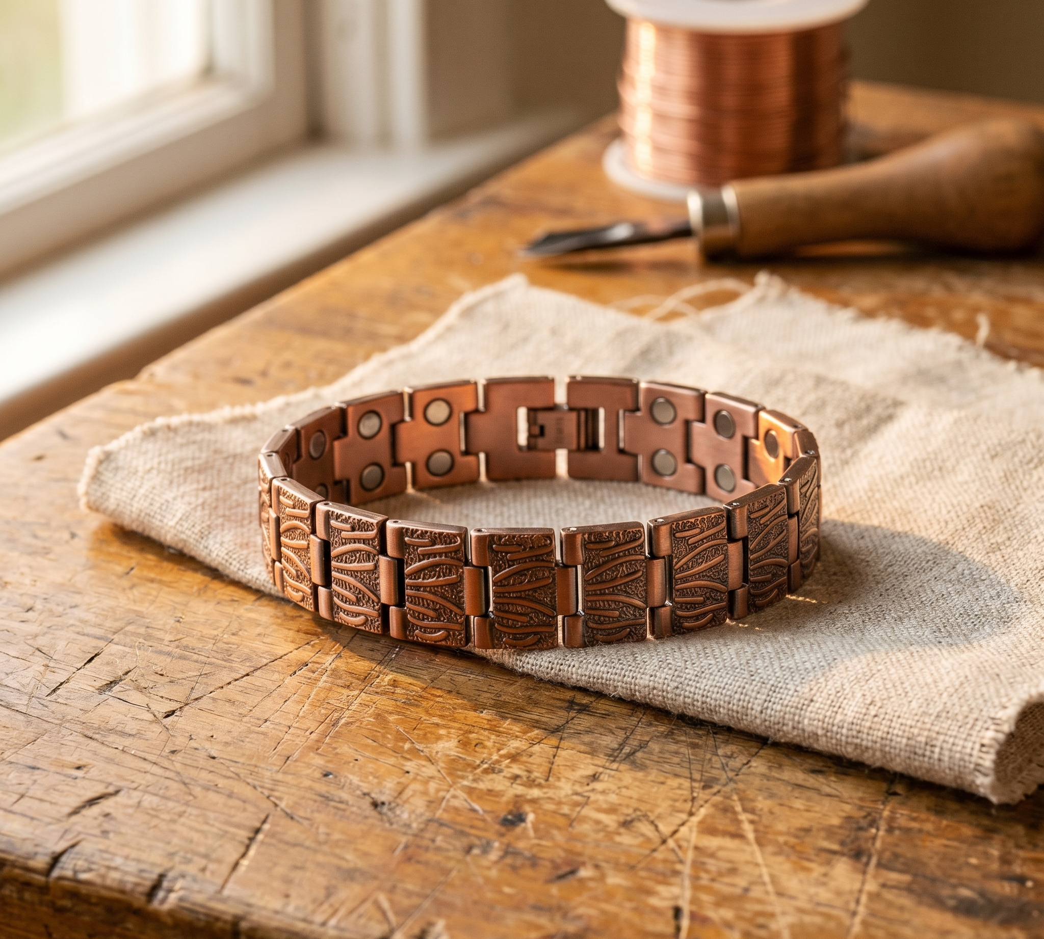 Pulseira Masculina de Cobre com Três Sulcos | Lisboa by Luisa
