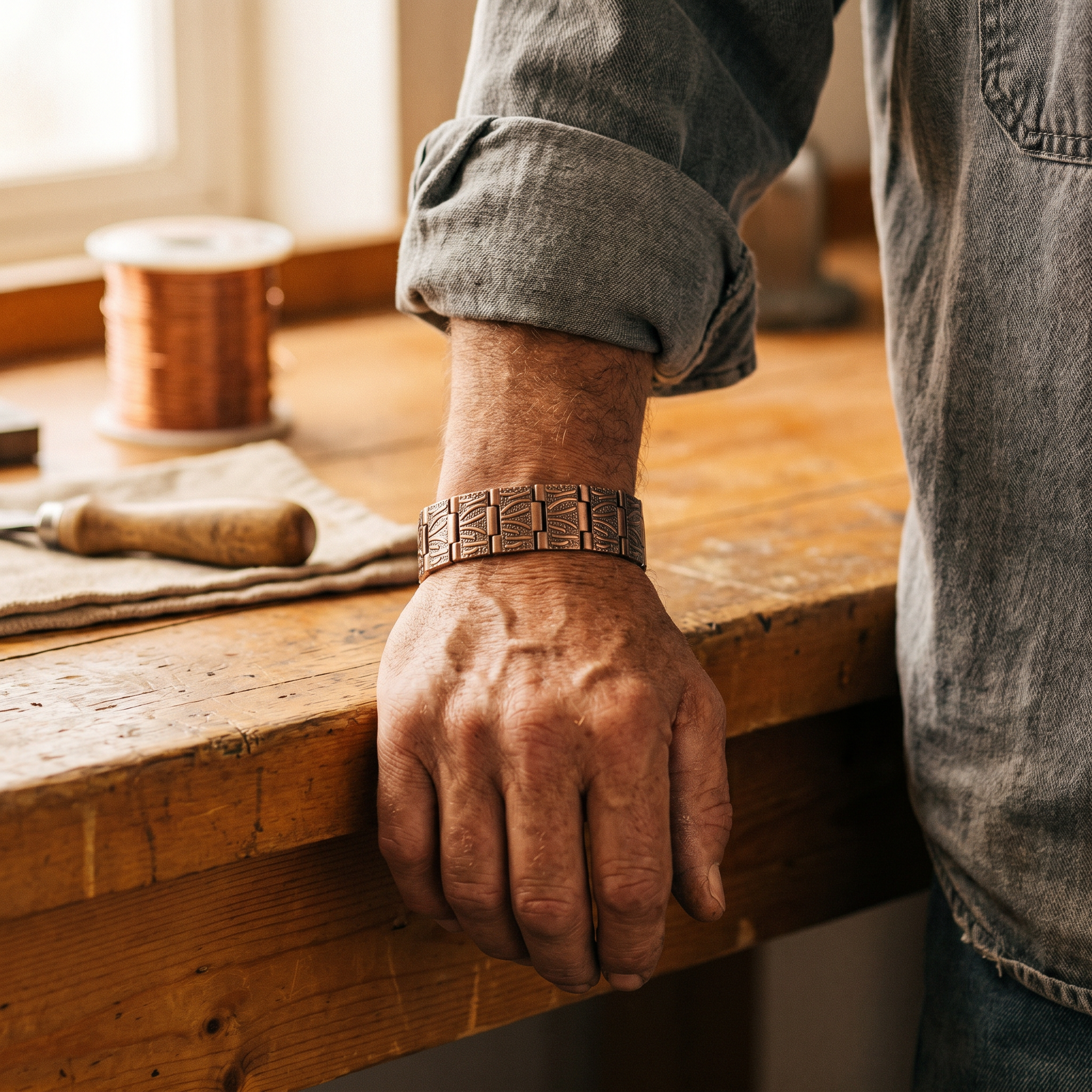 Pulseira Masculina de Cobre com Três Sulcos | Lisboa by Luisa