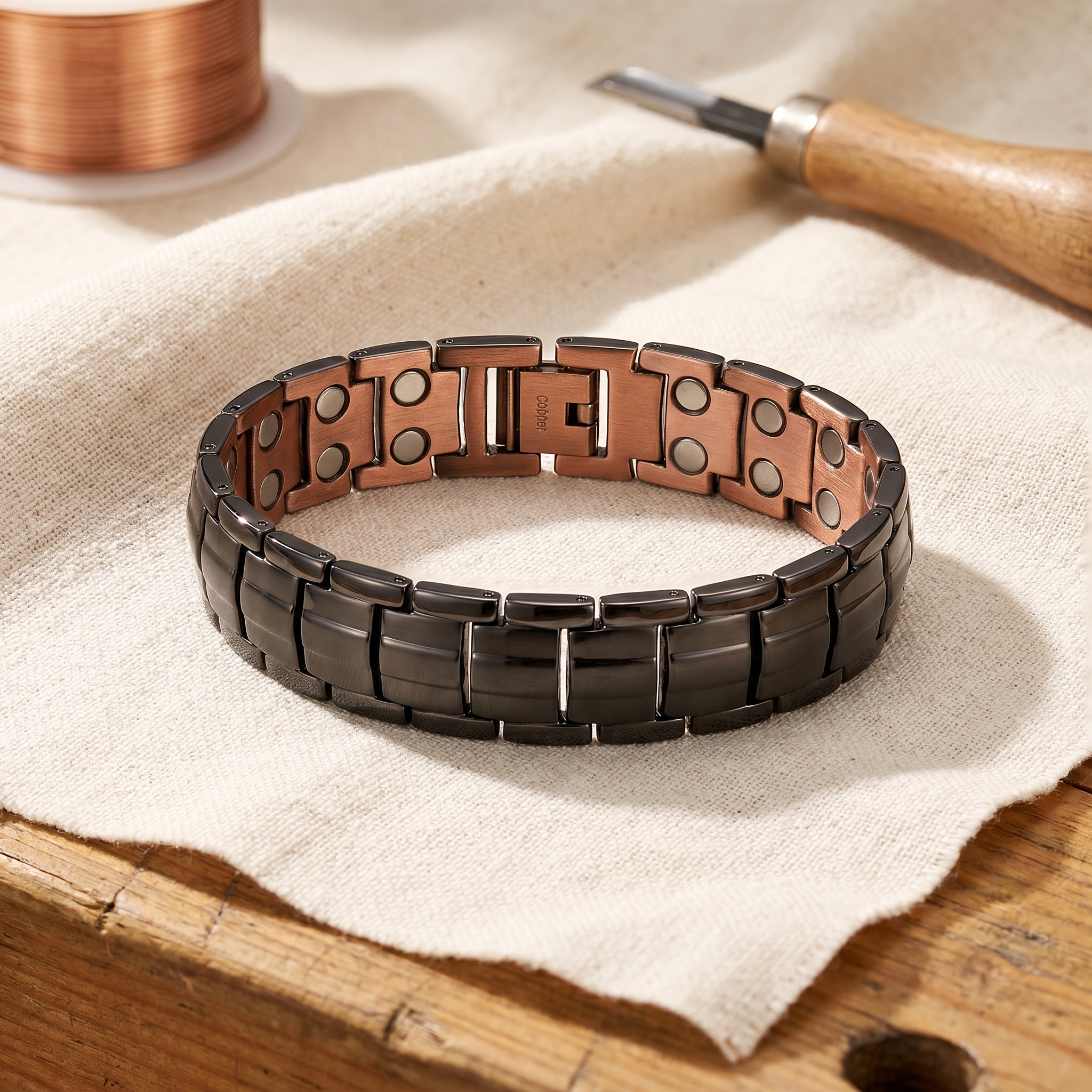 Pulseira Masculina de Cobre Bicolor Ocre | Lisboa by Luisa